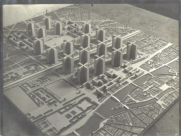 A model of Le Corbusier's Voisin Plan for Paris, 1925. Image courtesy of Fondation Le Corbusier. 